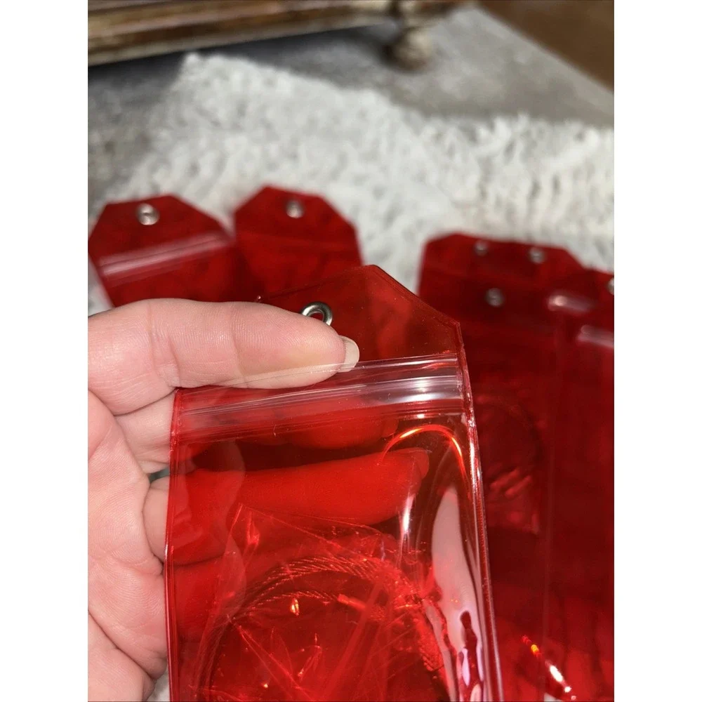 Eight Red Clear Luggage/Cruise Tags.With Hangers,‎ 3105.